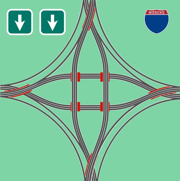 Soubor:Gothic - 5 Bridge Double Diverged Diamond Interchange.png