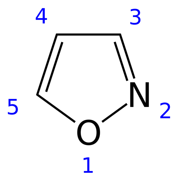 Soubor:Isoxazole 2D numbered.png