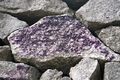 "Blue John" stone ( a fluorspar) in a Castleton wall - geograph.org.uk - 960955.jpg