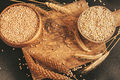 Assortment of assorted spikelets and grain in wooden bowls-Flickr.jpg